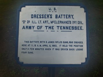 Position Marker #045: Dresser's Battery (D), 2nd Illinois Light Artillery close up photograph