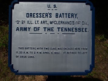 Position Marker #046: Dresser's Battery (D), 2nd Illinois Light Artillery close up photograph