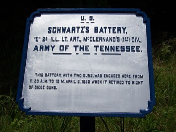 Position Marker #056: Schwartz's Battery (E), 2nd Illinois Light Artillery close up photograph