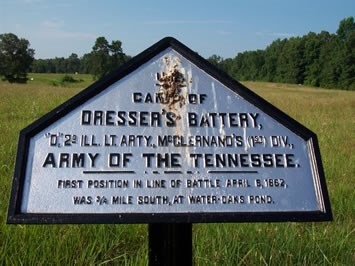 Campsite Tablet #A-13: Dresser's Battery (D), 2nd Illinois Light Artillery close up photograph