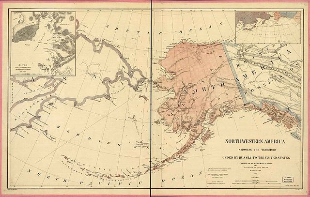 A map of the Alaskan territory at the time of its sale to the United States.