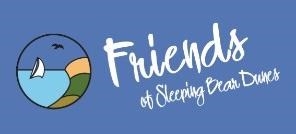 "Friends of Sleeping Bear Dunes" with an artistic shoreline within a circle.