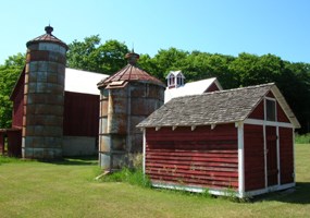Barn, silos, and granary at the Tweddle Farm