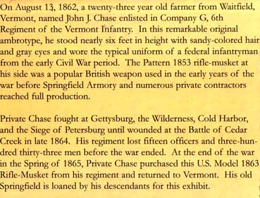 Pvt. John Chase was wounded at Cedar Creek, VA, in October 1864.
