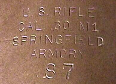 Receiver stampings of US M1 Rifle sn87