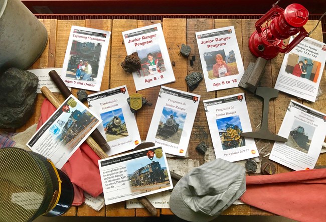 photo of every Junior Ranger book Steamtown has to offer