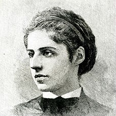 An illustration of a woman with dark eyes and wrapped braids.