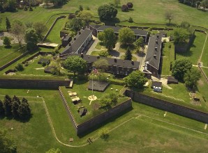 A birds eye view of old forts on Governors Island