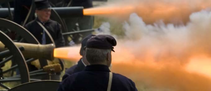 Fire emerging from cannons
