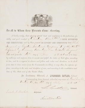 Christian Nix's Sergeant's Commission in the Sixth Wisconsin Infantry