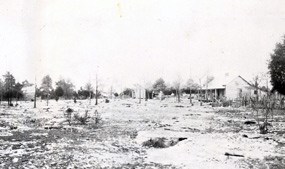 1934 Photo of African American church and home in the Cemetery Community