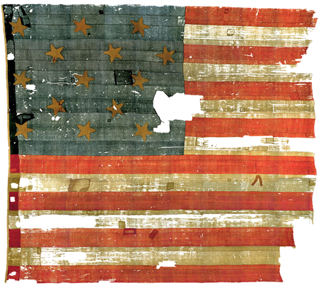 Photograph of the original Star-Spangled Banner Flag.