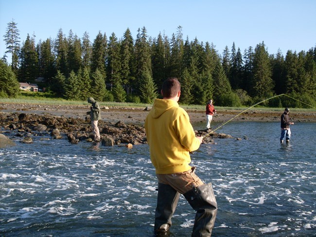 Visitor fishing in Glacier Bay National Park