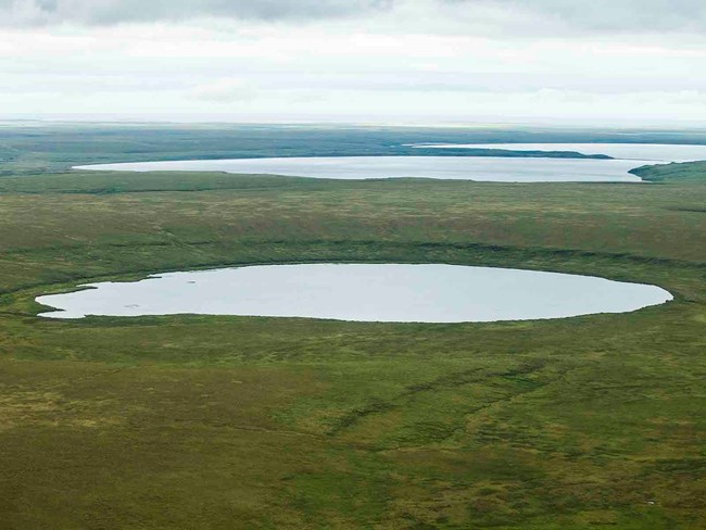 Maar lakes in the tundra.