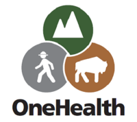 one health logo featuring a person, a bison, and a mountain