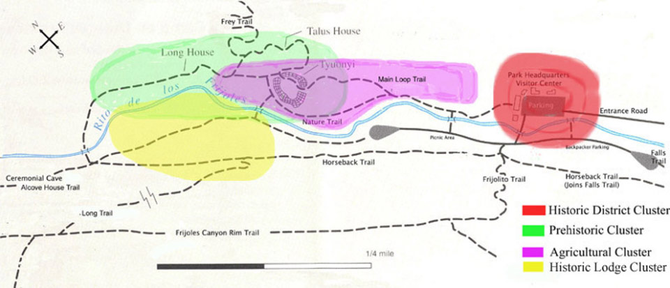 Cluster arrangement at Frijoles Canyon