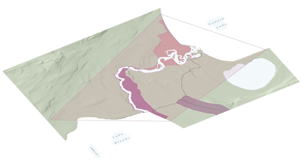 Four cultural landscapes are shaded in different colors on an area map.