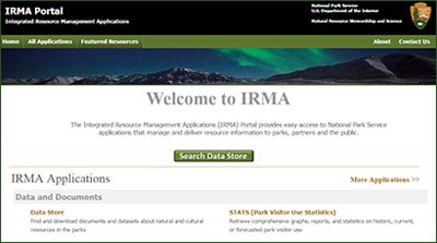 Screen capture of the homepage of IRMA