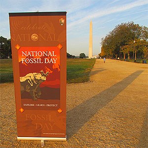 National Fossil Day banner on the National Mall