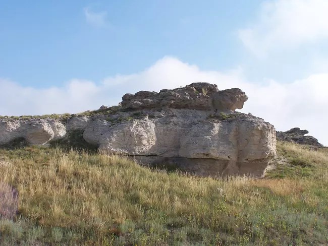 An ash deposit exposed in a white cliff