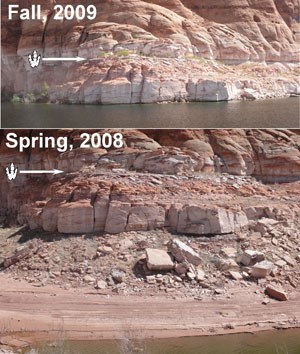 two images of lake level