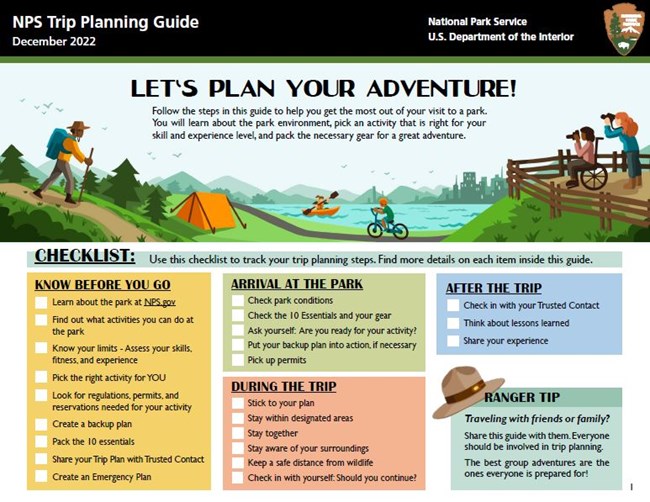 The first page of the Trip Planning Guide, including the Trip Plan Checklist