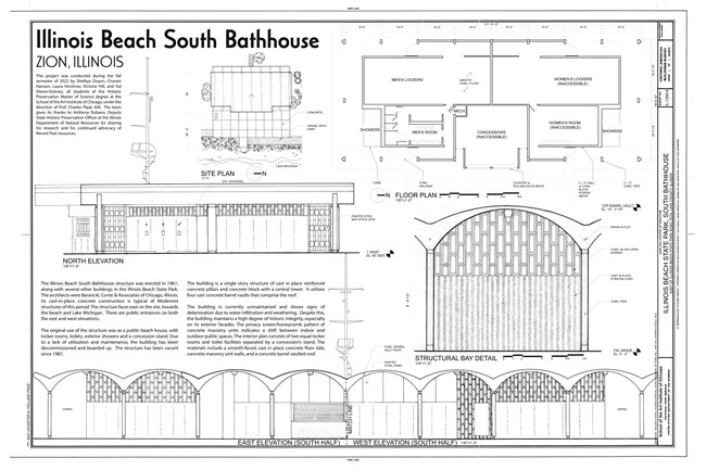 Measured drawing of Illinois Beach State Park, South Bathhouse (HABS IL-1285-A)
