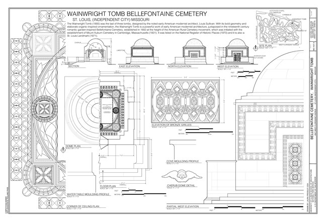 Measured drawing of Bellefontaine Cemetery, Wainwright Tomb (HABS MO-1637-A)