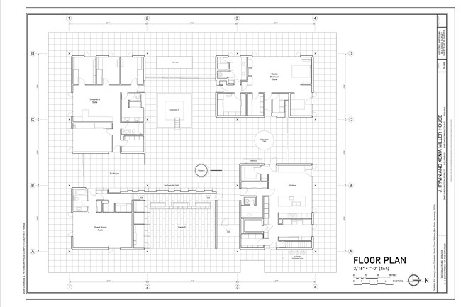 Measured drawing of J. Irwin and Xenia Miller House (HABS IN-249)