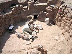 Archeologist working in the kiva at Grand Canyon National Park