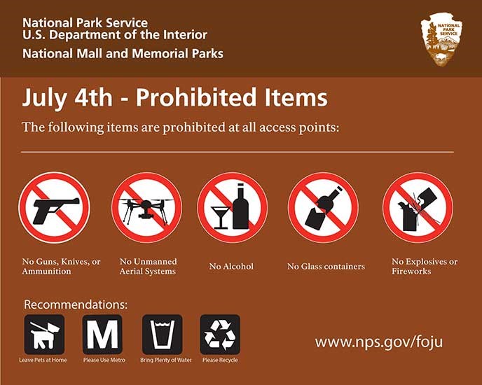 Prohibited Items
Guns, knives, or ammunition
Unmanned aerial systems (drones)
Alcohol
Glass containers
Explosives or fireworks