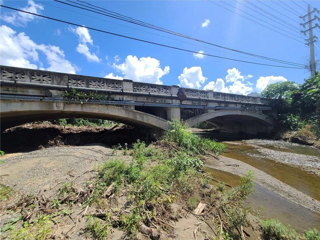 Concrete bridge over river