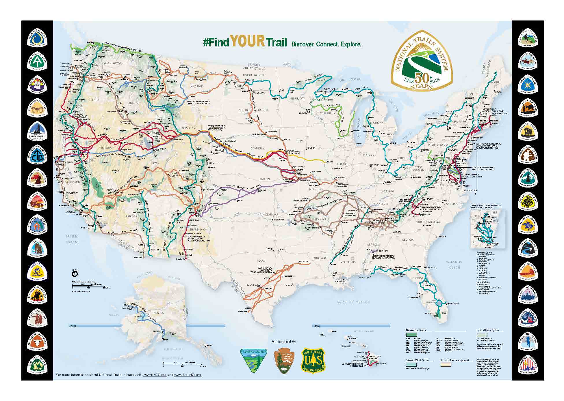 National Park Trail Map Images And Photos Finder   National Trails 50th Map 