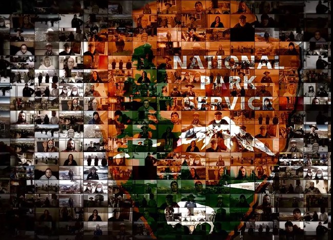 National Park Service logo made from a collage of video screenshots