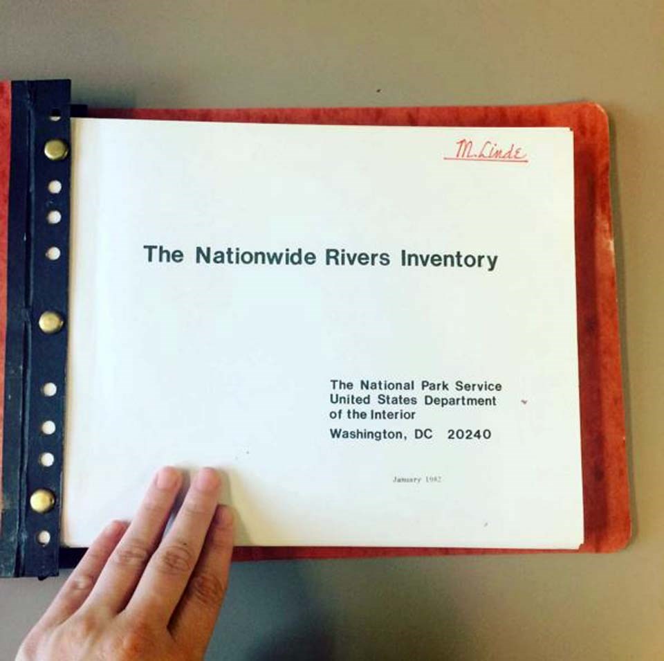 Paper version of the original Nationwide Rivers Inventory, showing printed cover