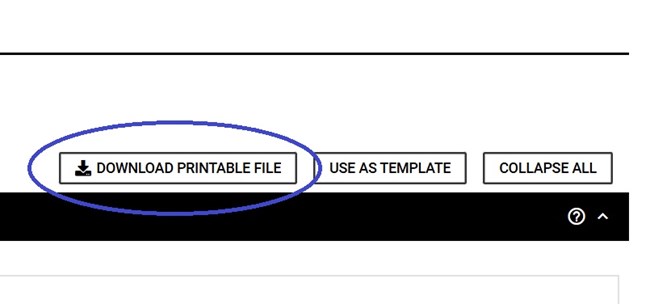 Application profile page for an application that was previously submitted. At the top is a link called Download Printable File