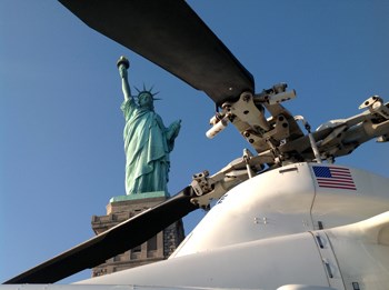 Helicopter and Statue of Liberty