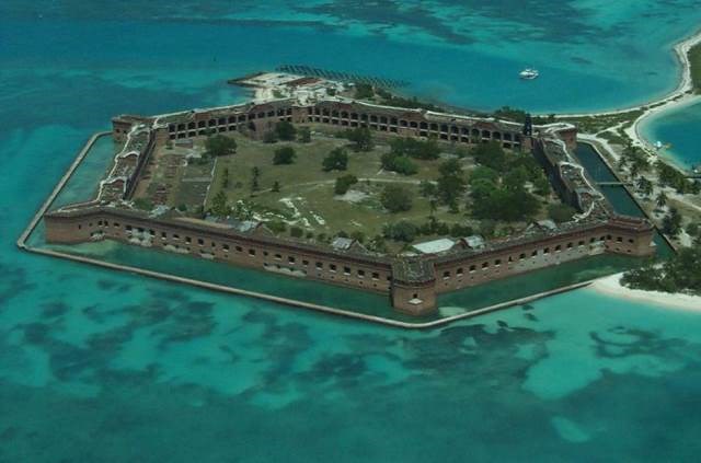 Aerial view looking east at Fort Jefferson
