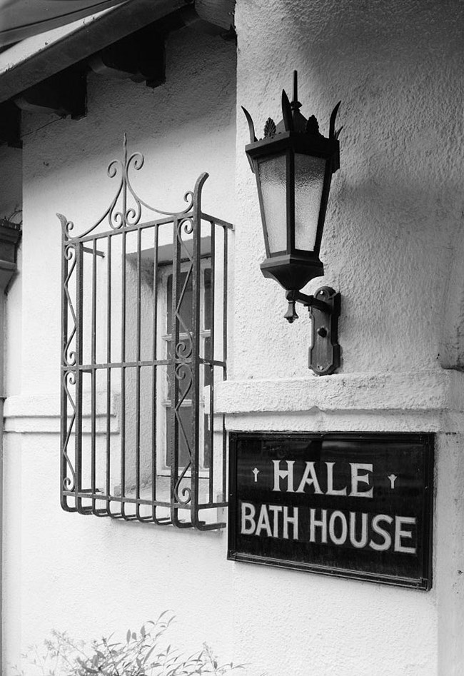 Historic iron grate and lamp