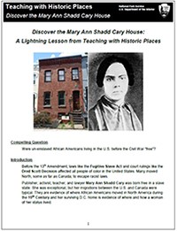Mary Ann Shadd Cary lesson plan page one PDF