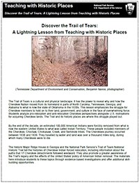 Cover of the PDF file for the Trail of Tears lesson plan published by Teaching with Historic Places