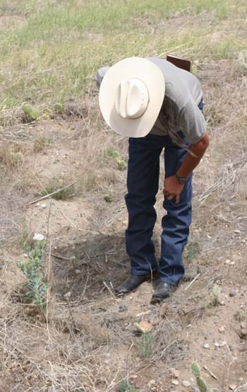 A tribal member identifies plants at Fort Laramie National Historic Site.