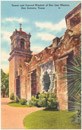 Postal del campanario y ventana tallada de la misión hacia 1930-1945. Por Weiner News Co., Tichnor Bros., Inc. Cortesía de la Biblioteca Pública de Boston.