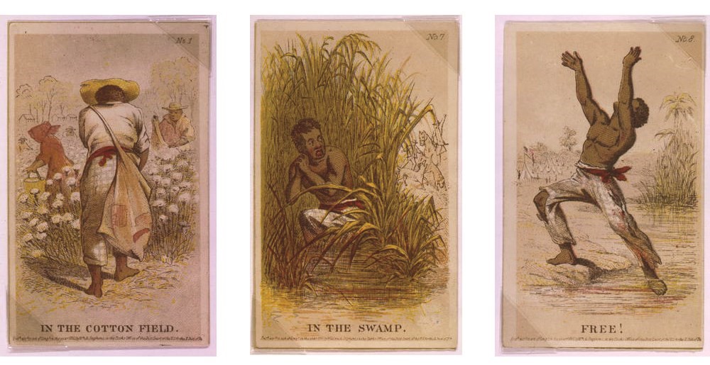 Set of cards showing enslaved individuals