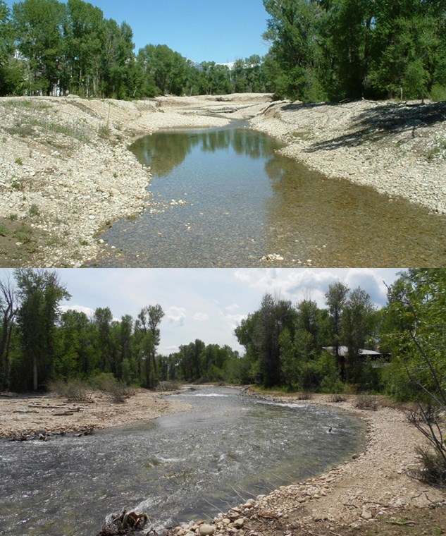 Restoration activity illustrated by two pictures of the same stream