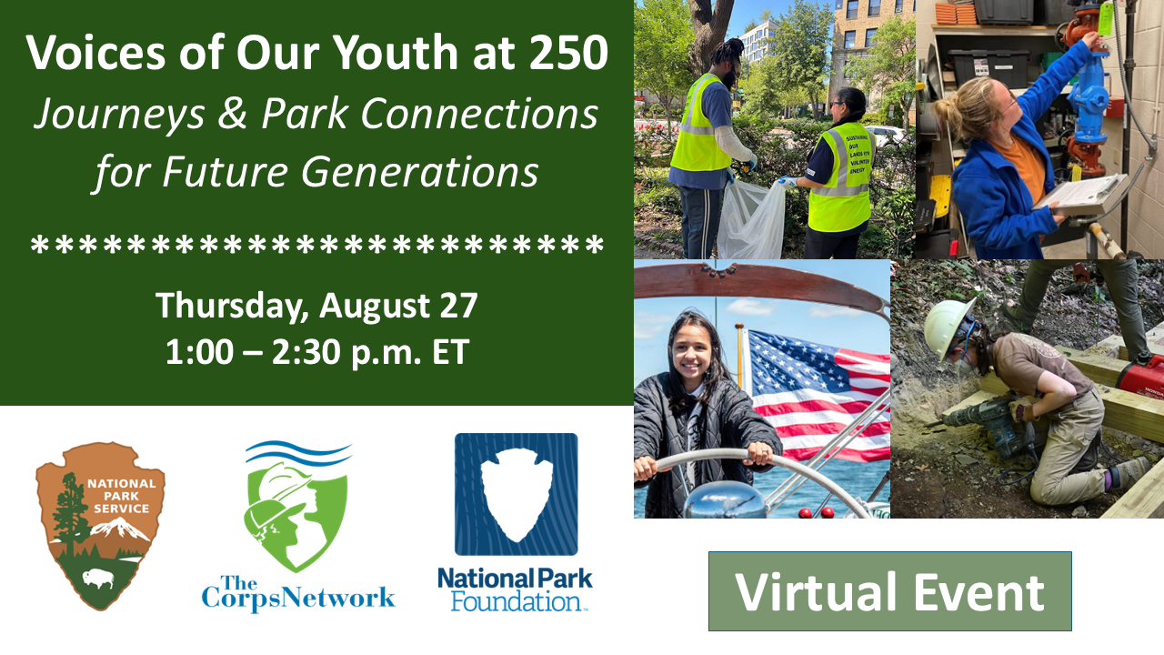 Virtual event graphic depicting young people working indoors and outdoors