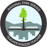Image of circular Teacher Ranger Teacher logo with tree and book