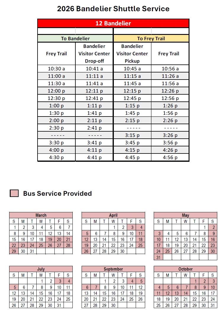 Shuttle times and days running