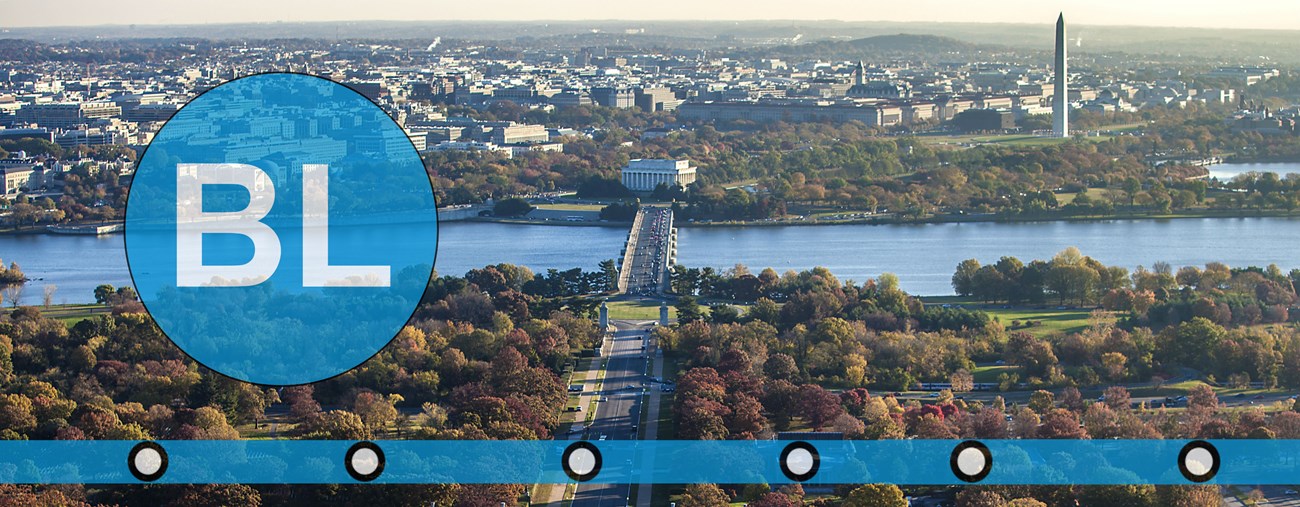 View of the George Washington Memorial Parkway and National Mall.