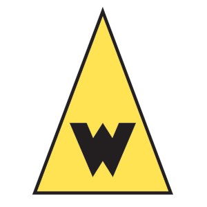 A yellow triangle with the letter 'W' inside of it.